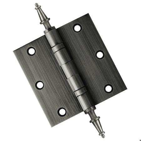 Embassy 3-1/2 x 3-1/2 Solid Brass Hinge, Pewter Finish with Steeple Tips 3535BBUS17AS-1